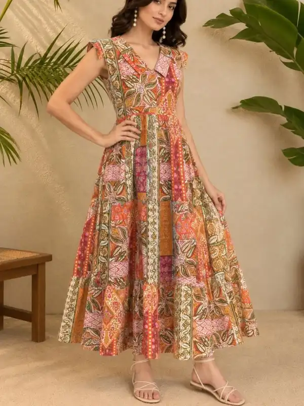 Bohemian V Neck Dresses