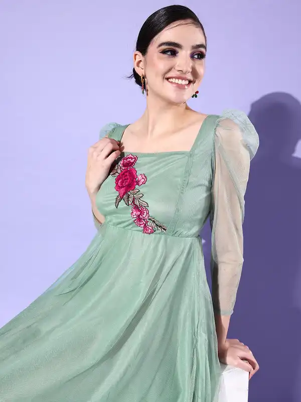 green emerald velvet dress Women's Blue Green Net Gown Xs main image 1