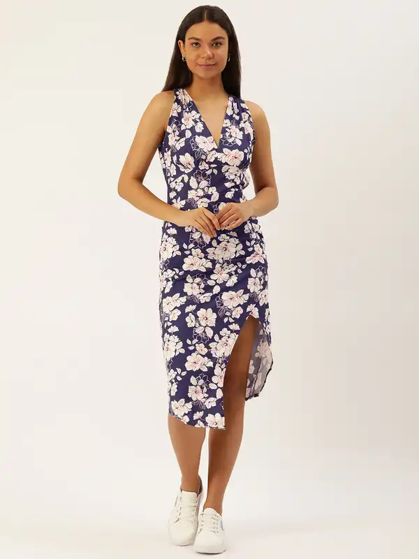 knee length dresses for ladies Ditsy Floral Midi Slip Dress