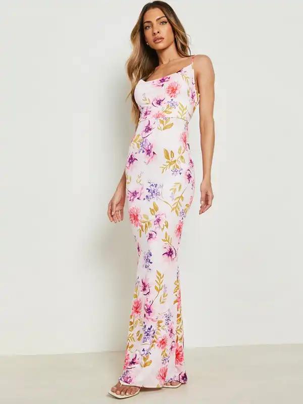 chinese dress ladies Rent Boohoo Chartreuse Satin Ruffle Plunge Maxi Dress main image 1