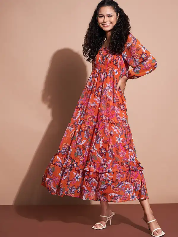 green emerald velvet dress Nikita Printed Striped Empire Maxi Dress in Pink