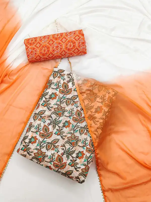 orange color dress material Orange Fabrics