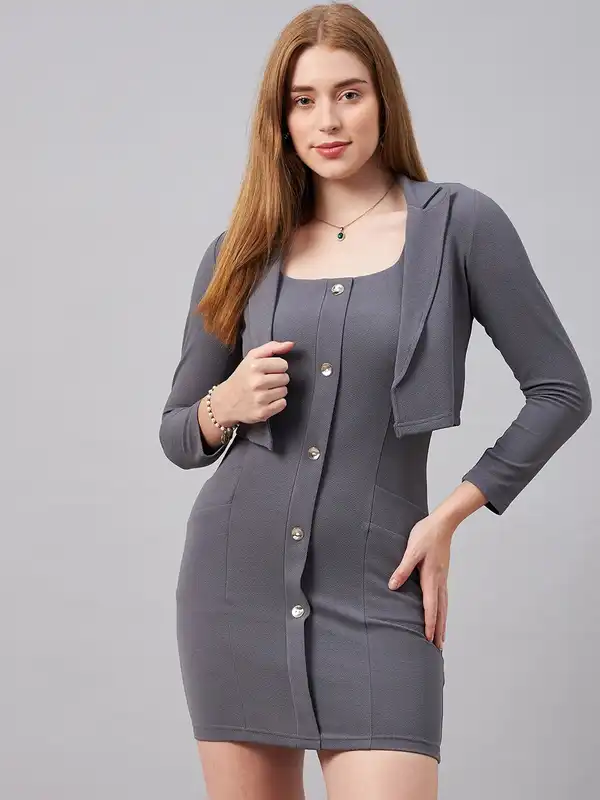 blue dress for baby girl Karreey Mini Dress Grey