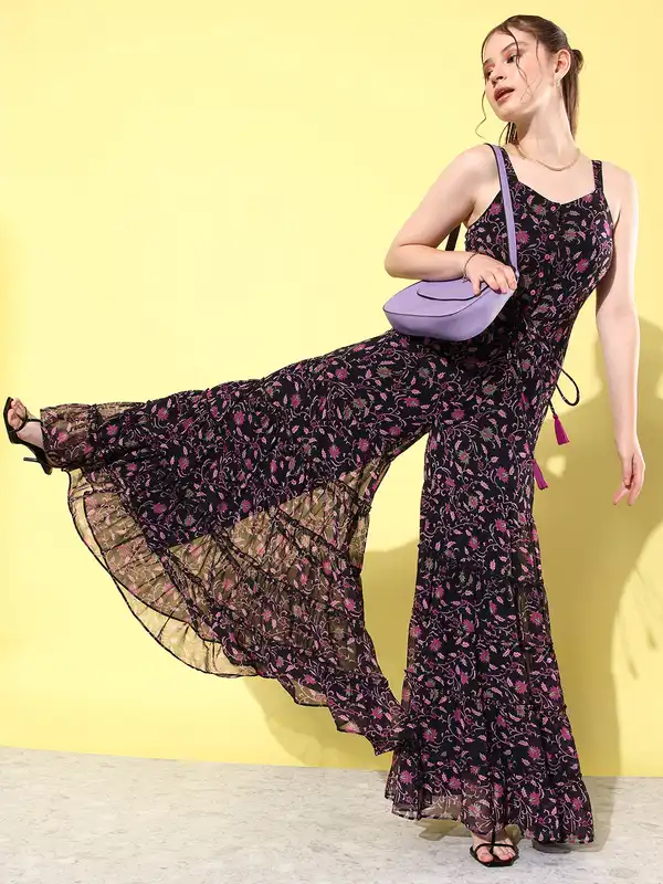 chinese dress ladies ORANGE 3 PIECE INDO WESTERN DRESS main image 0
