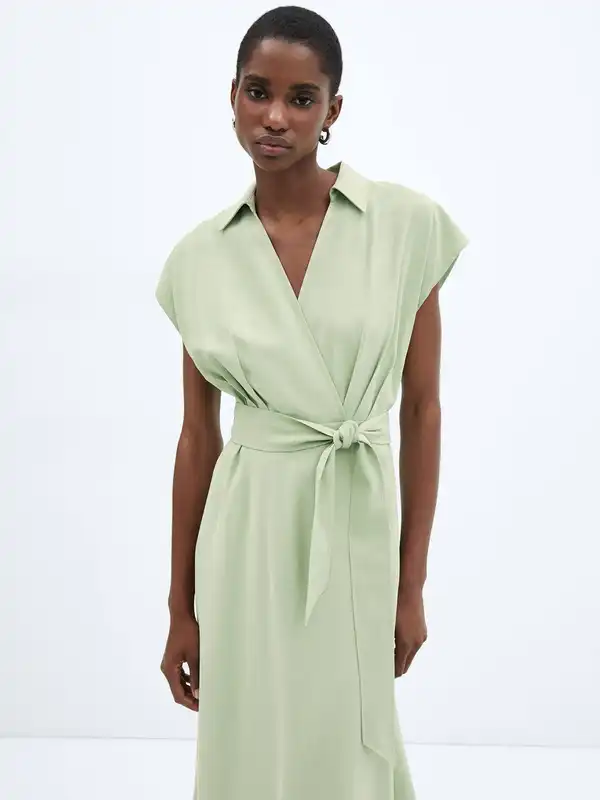 mango green wrap dress Mini dress