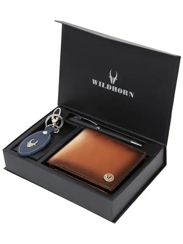 WILDHORN Geschenkkorb voor heren, leren portemonnee en riem