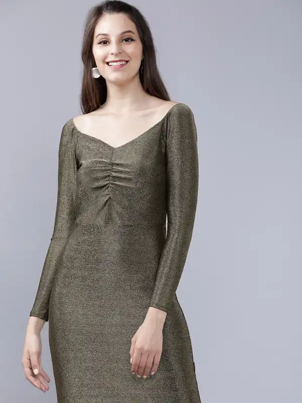 strapless open back dress Shiny Secrets Glitter Long Sleeve Mini Dress main image 0
