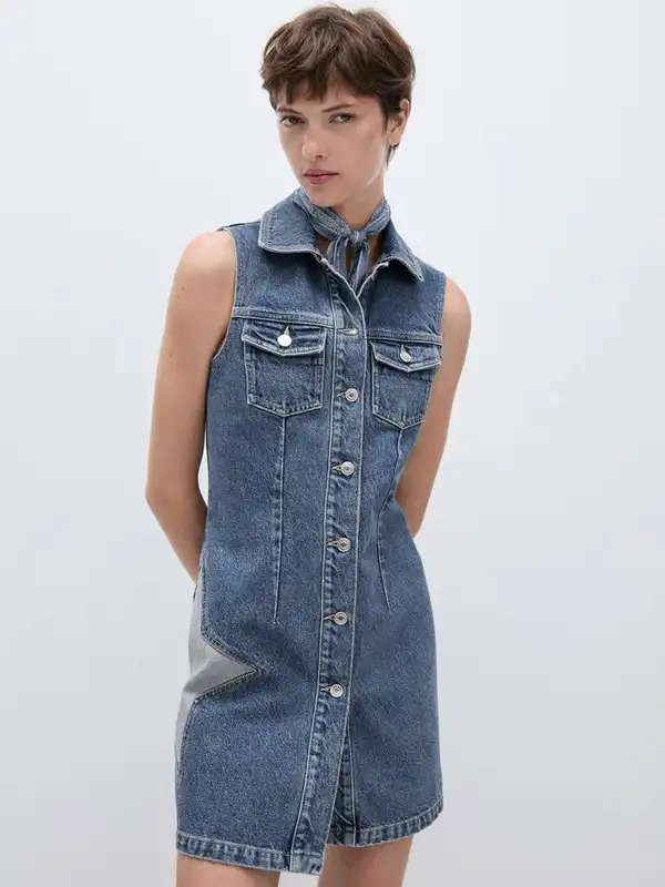 denim dress mango Draped denim dress - Women
