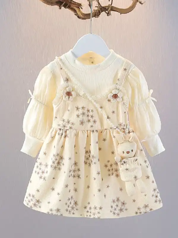 navy blue dress for baby girl Buy YK Girls Self Design Puff Sleeves Fit & Flare A-Line Dress - Dresses  for Girls 37493655 main image 1
