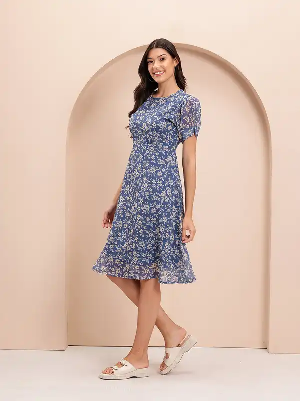 blue dress for baby girl Antheaa Purple Ruffled Chiffon A-Line Dress – Myntra International