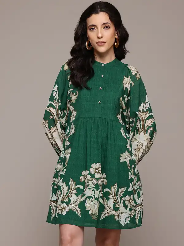 slim fit dress slacks RI Ritu Kumar Olive Green & Mustard Paisley Suit Set – Saris and Things main image 1
