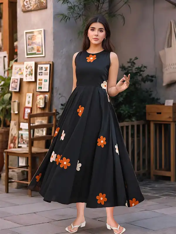 Black Embroidered Dress