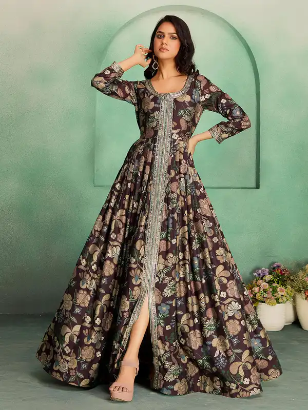 sachin and babi light blue dress Brown Party Maxi Dress