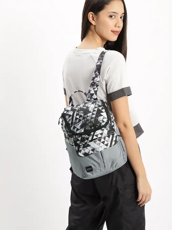 Buy Wildcraft Women Black & White Graphic Backpack  display picture 1