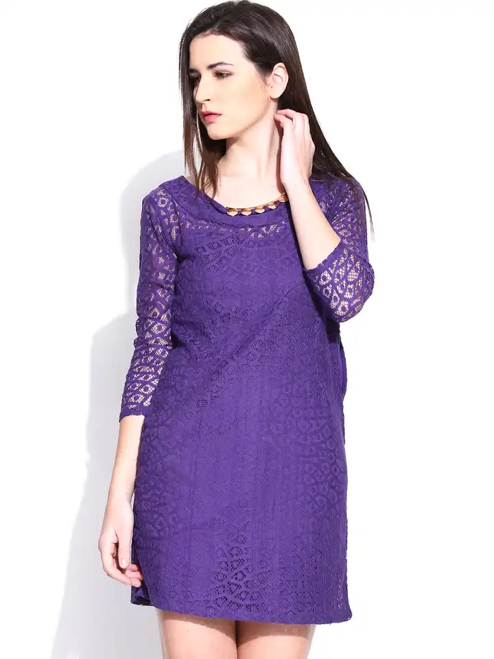 chinese dress ladies FW'24: Lace Overlay Dress in Purple Nightshade (Pre-Order) main image 0