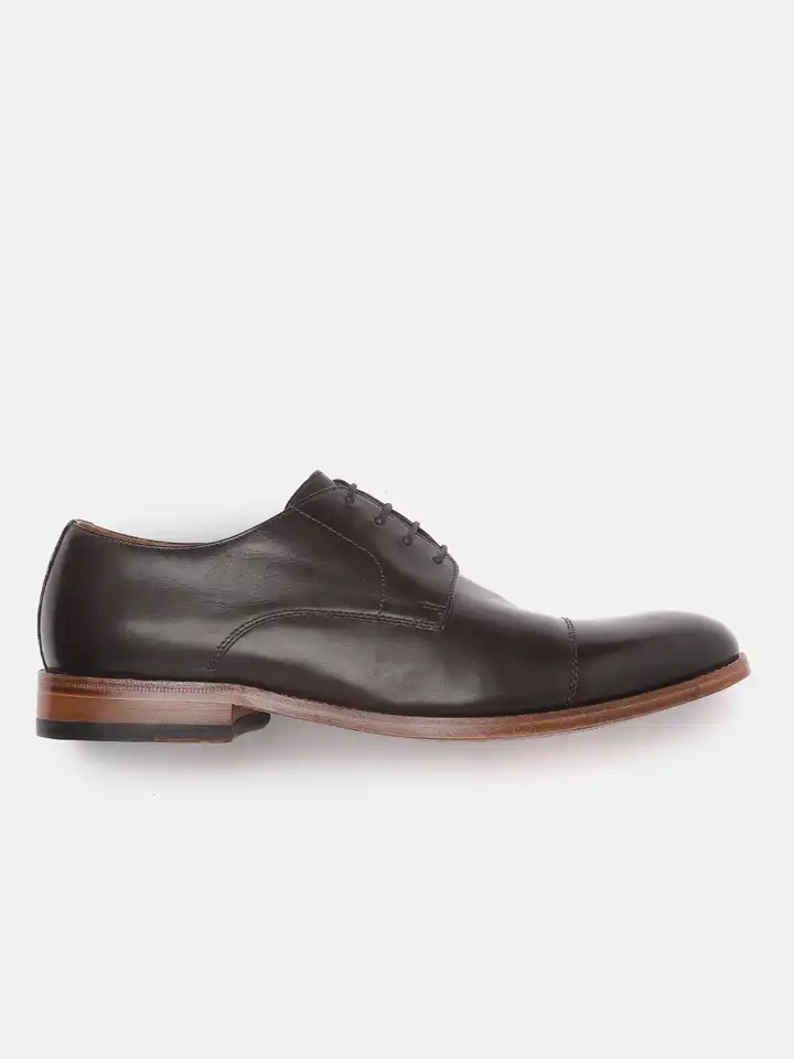 MOKA④ Buy Clarks Men Coffee Brown Solid Leather Formal Derbys - Formal