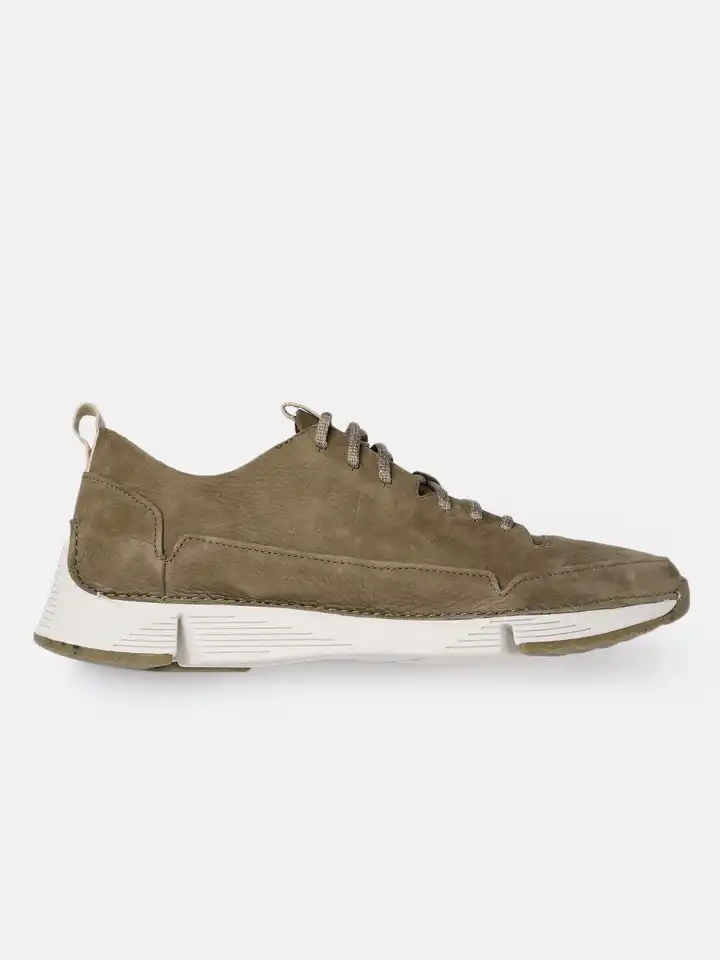 Buy Clarks Men Olive Green TRI SPARK Leather Sneakers  display picture 3