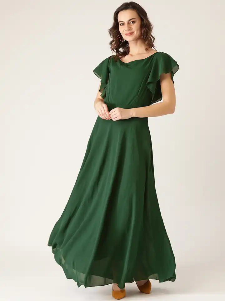 Buy Chinyere Women Green Solid Maxi Dress - Dresses for Women 11100280 |  Myntra