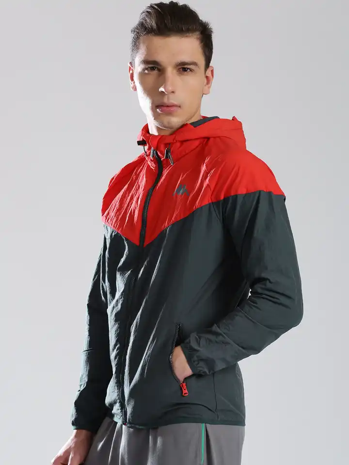Buy Kappa Red & Charcoal Grey Hooded Jacket - Jackets for Men