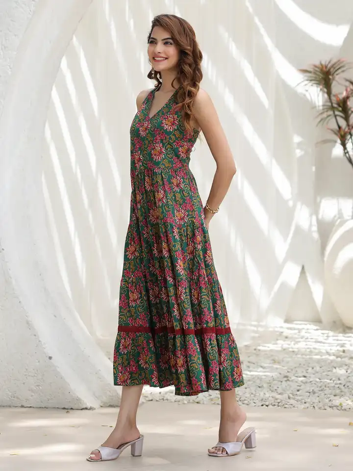 green emerald velvet dress Saatvika