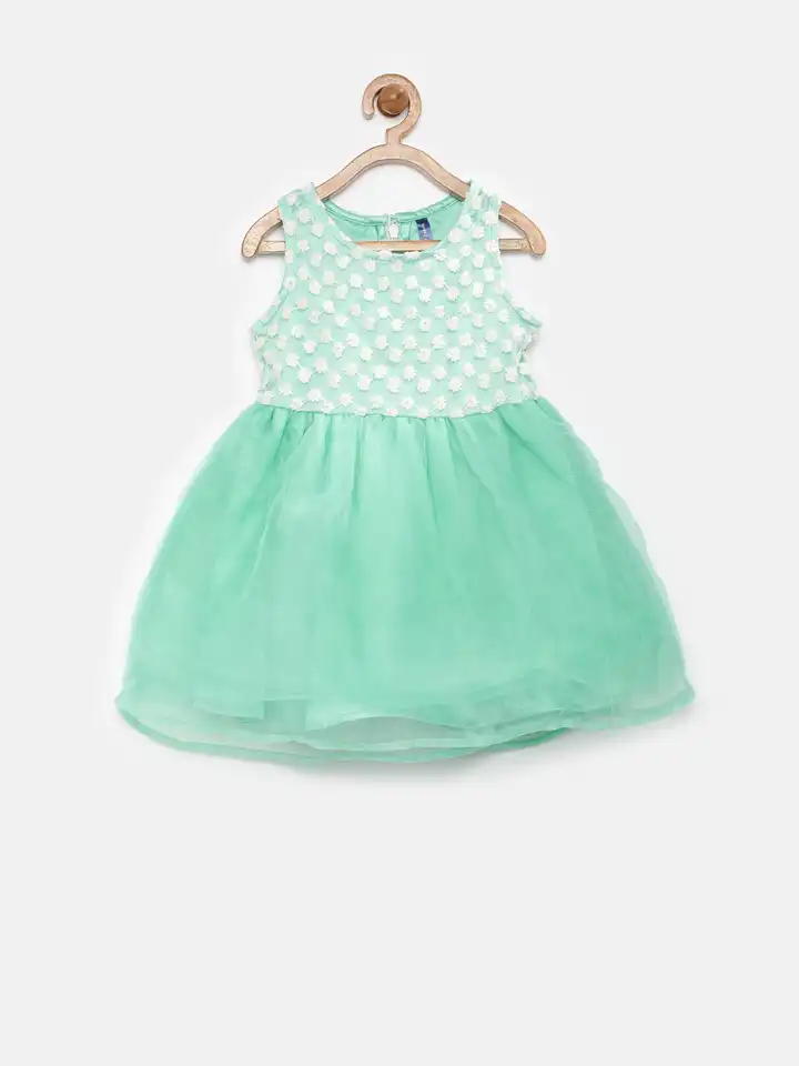 Buy YK Baby Girls Mint Green Fit & Flare Dress - Dresses for Girls 1154654  | Myntra