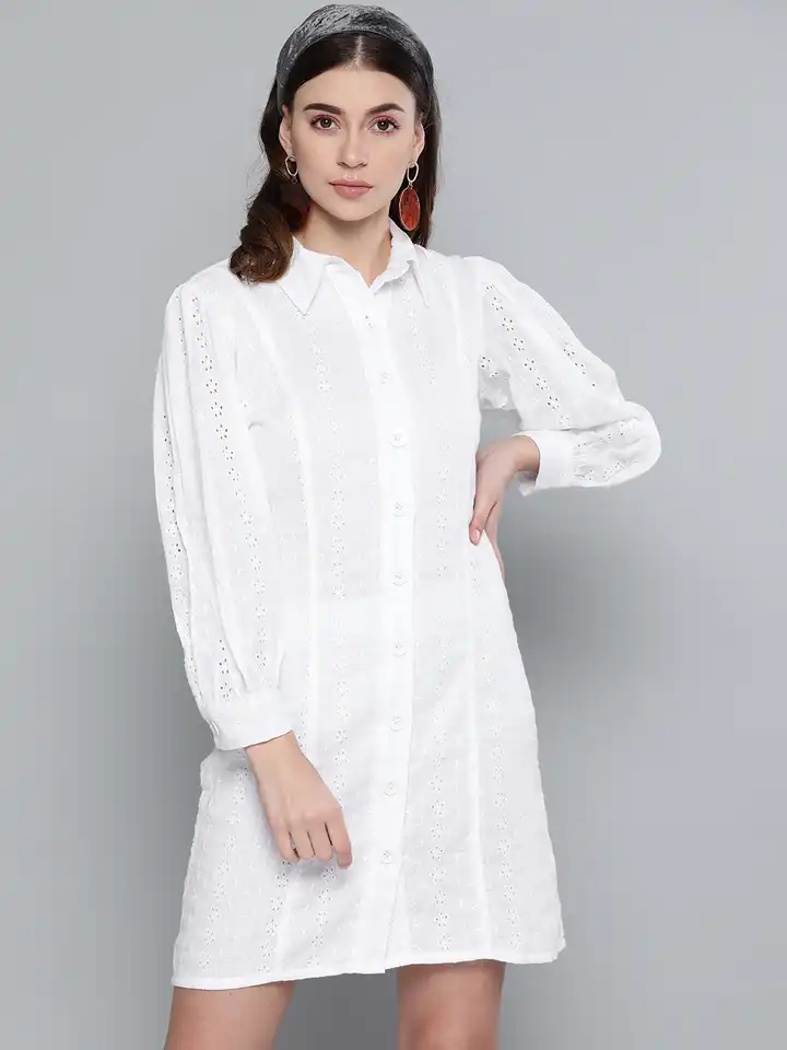 green emerald velvet dress Embroidered Shirt Dress