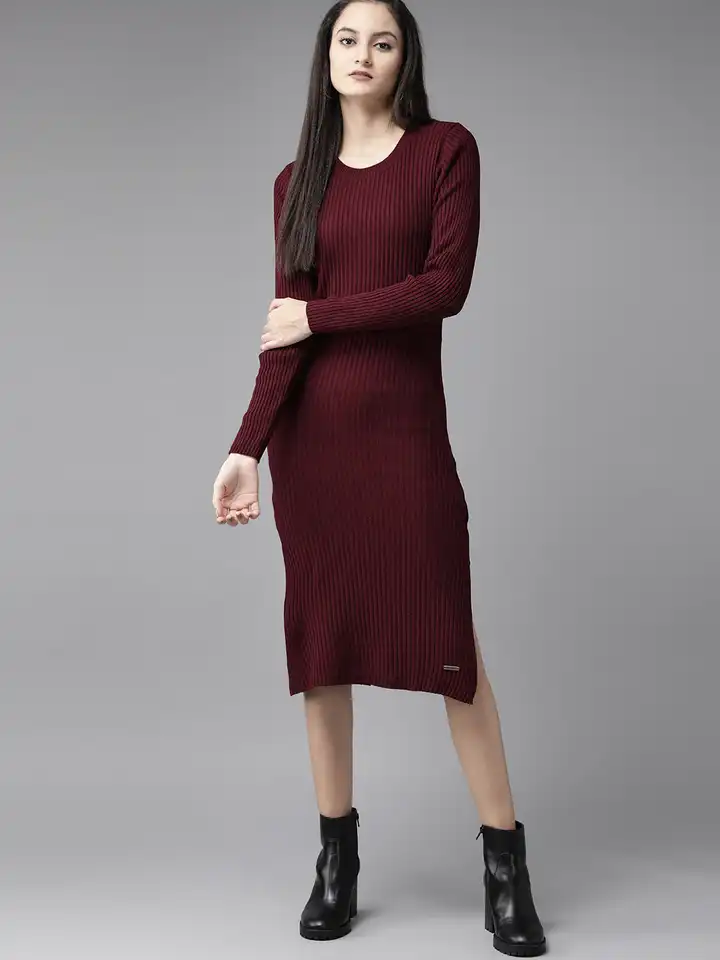 princess polly baby blue dress Buy Roadster Women Burgundy Ribbed Sweater Dress - Dresses for Women  11990226