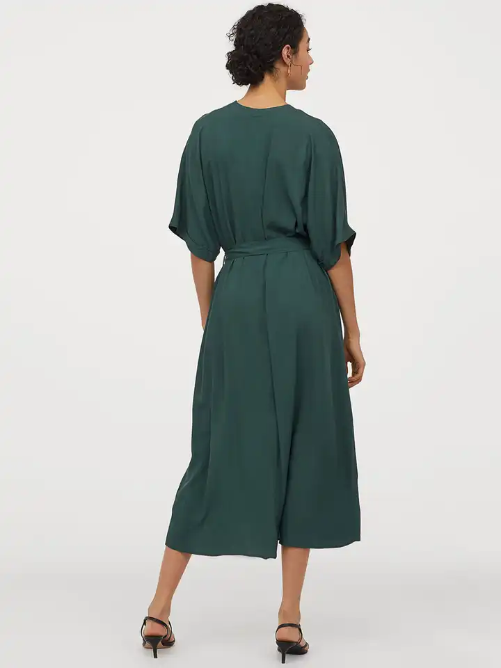 Buy H&M Women Green Solid Kaftan Dress With Tie-Up - Dresses for Women  12081312 | Myntra