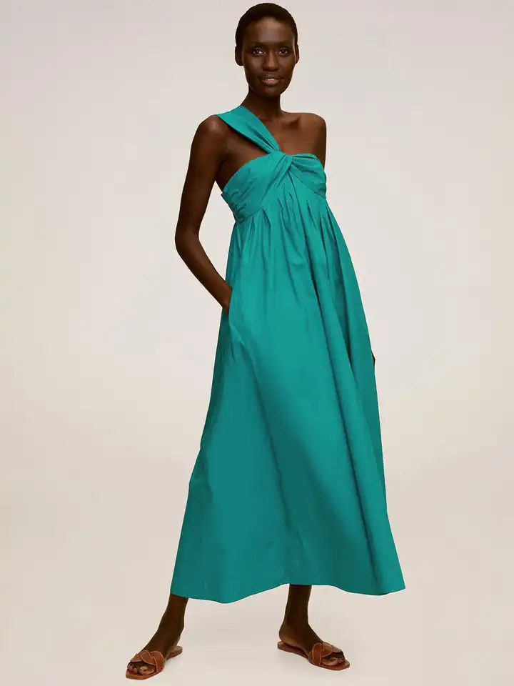Buy MANGO Women Green Solid One-Shoulder Maxi Dress - Dresses for Women  12300432 | Myntra