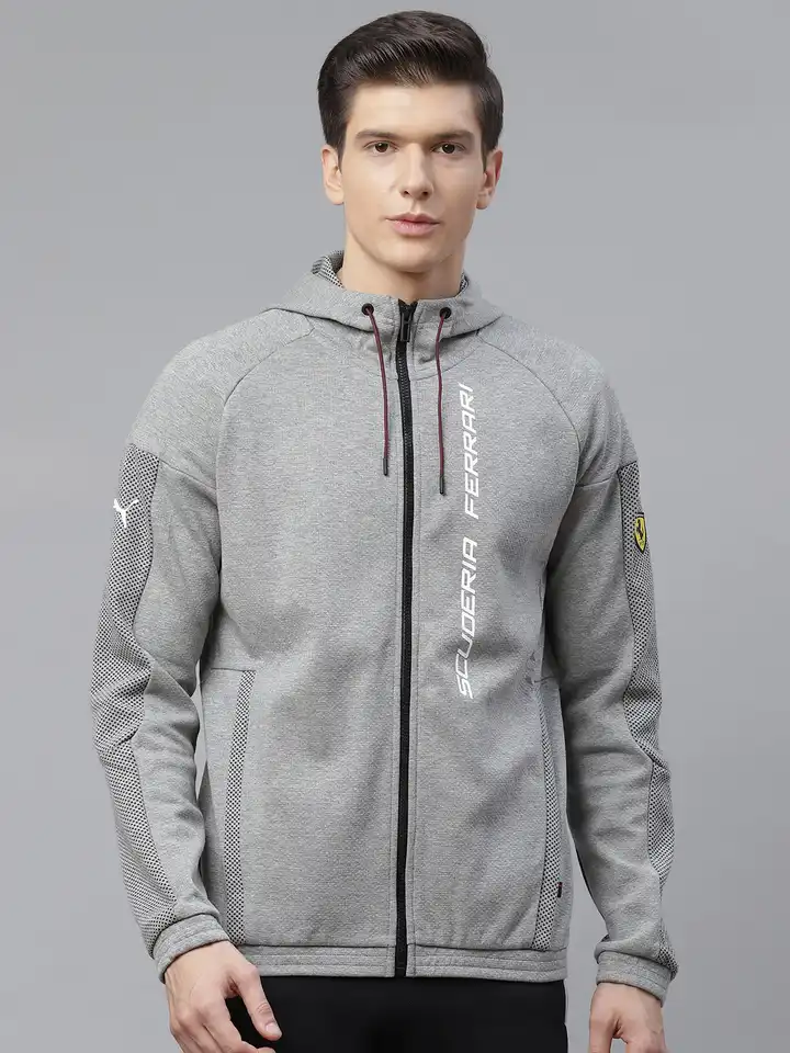 Buy PUMA Motorsport Men Grey Melange Scuderia Ferrari Race Hoodie