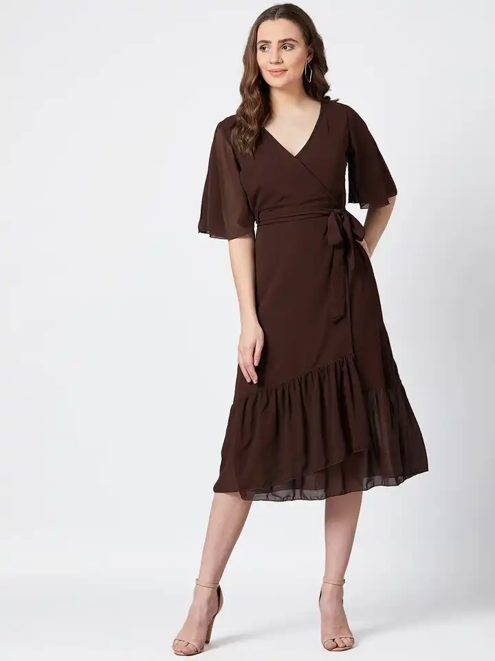Grasie Midi Dress - Bronze Petal &amp; Pup ドレスKellan Wrap Midi Dress - Bronzeレディース