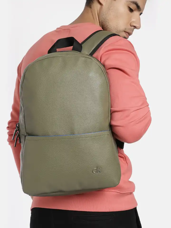 Buy Calvin Klein Men Olive Green Solid Backpack - Backpacks  display picture 1