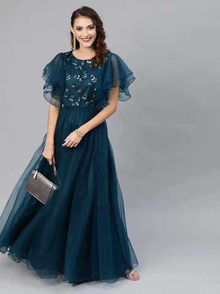 knee length dresses for ladies Honey Teal Maxi Dress - US 6 main image 1