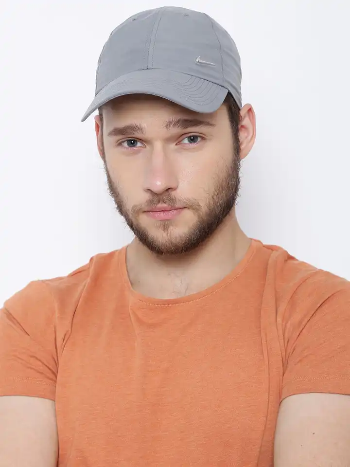 nike metal swoosh cap grey