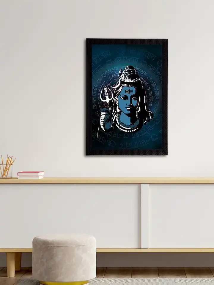 Buy Artisyn Lord Shiva Blue Wall Living Room Rectangle Paintings