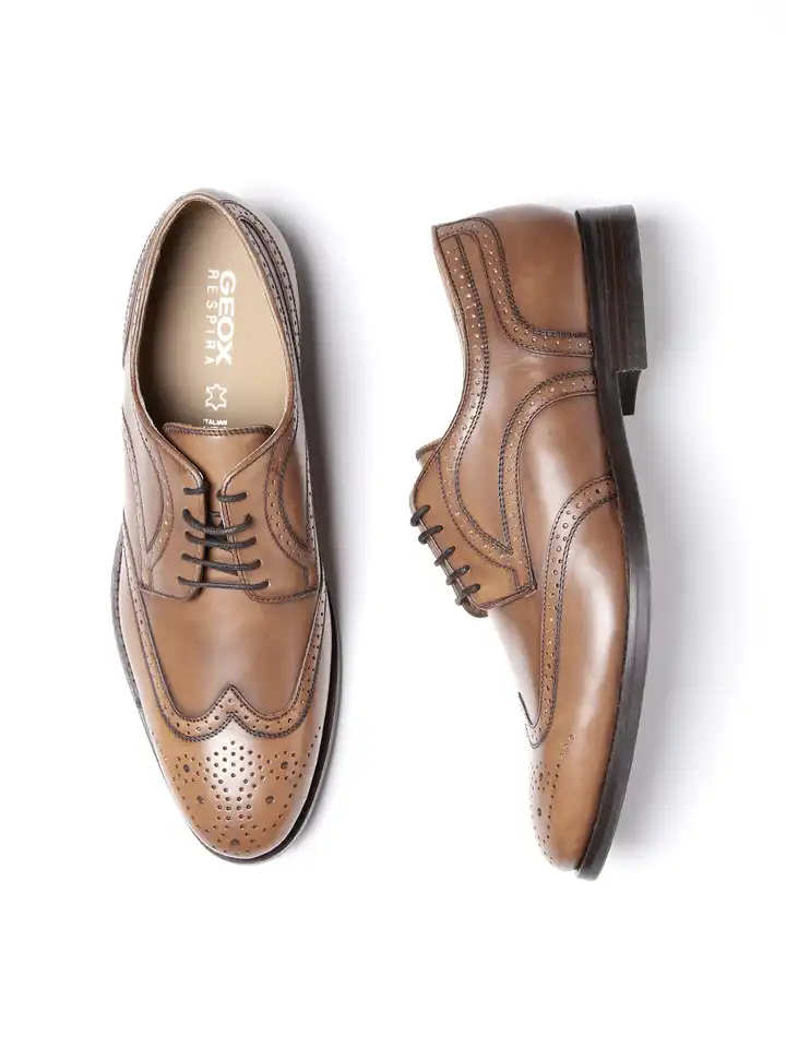 Buy GEOX Respira Men Tan Brown Italian Patent Leather  display picture 3
