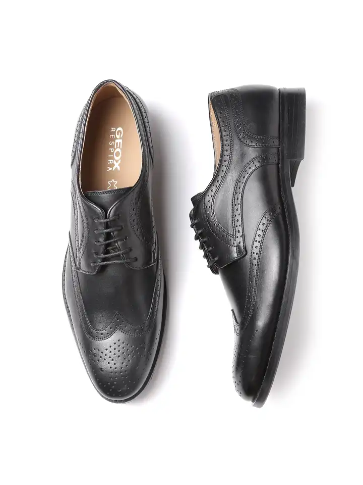 Buy GEOX Respira Men Black Italian Patent Leather Brogues  display picture 2