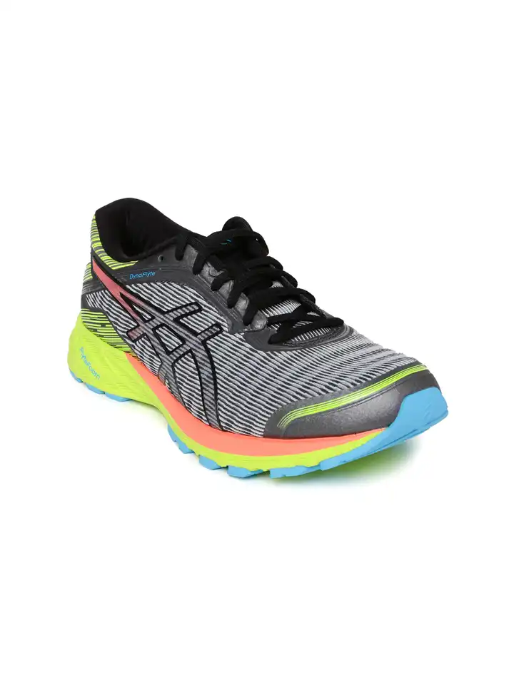 Buy ASICS Women Grey Neon Green DynaFlyte Running Shoes Sports