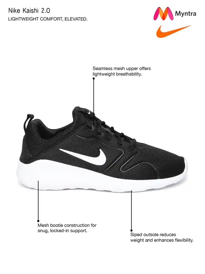 Buy Nike Men Black Kaishi 2.0 Sneakers - Casual Shoes for  display picture 2