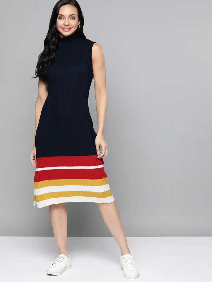 navy blue dress for baby girl Shop Jumper Dresses, Knitted Dresses & Oversized Jumper Dresses main image 1