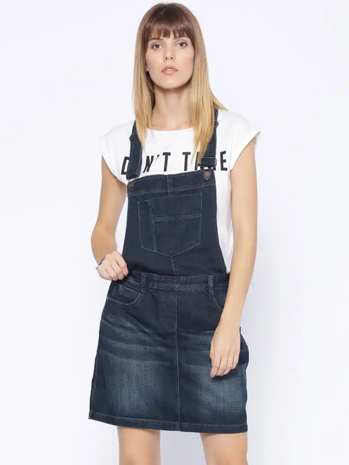 Buy Tokyo Talkies Blue Denim Pinafore Dress - Dresses for Women 1455505 |  Myntra