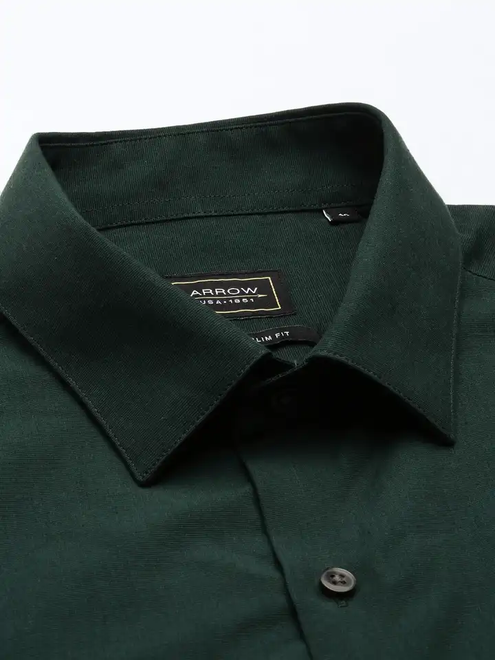 Buy Arrow Men Green Slim Fit Opaque Formal Shirt - Shirts for Men 14614448  | Myntra