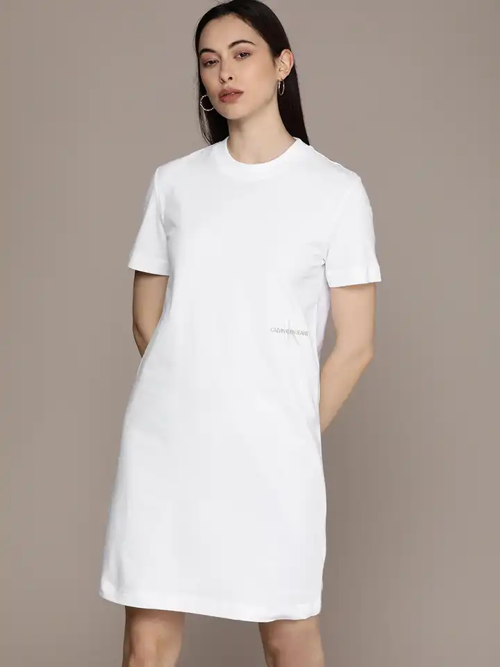 Buy Calvin Klein Jeans White T-shirt Dress - Dresses for Women 14779612 |  Myntra