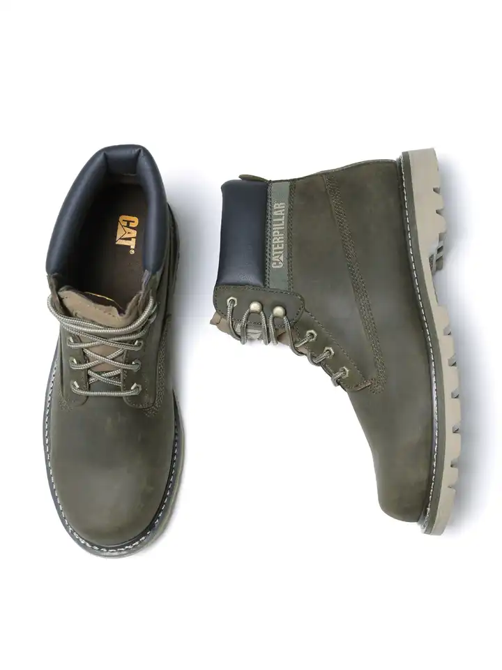 Buy CAT Men Olive Green Colorado Leather Boots - Boots for  display picture 1