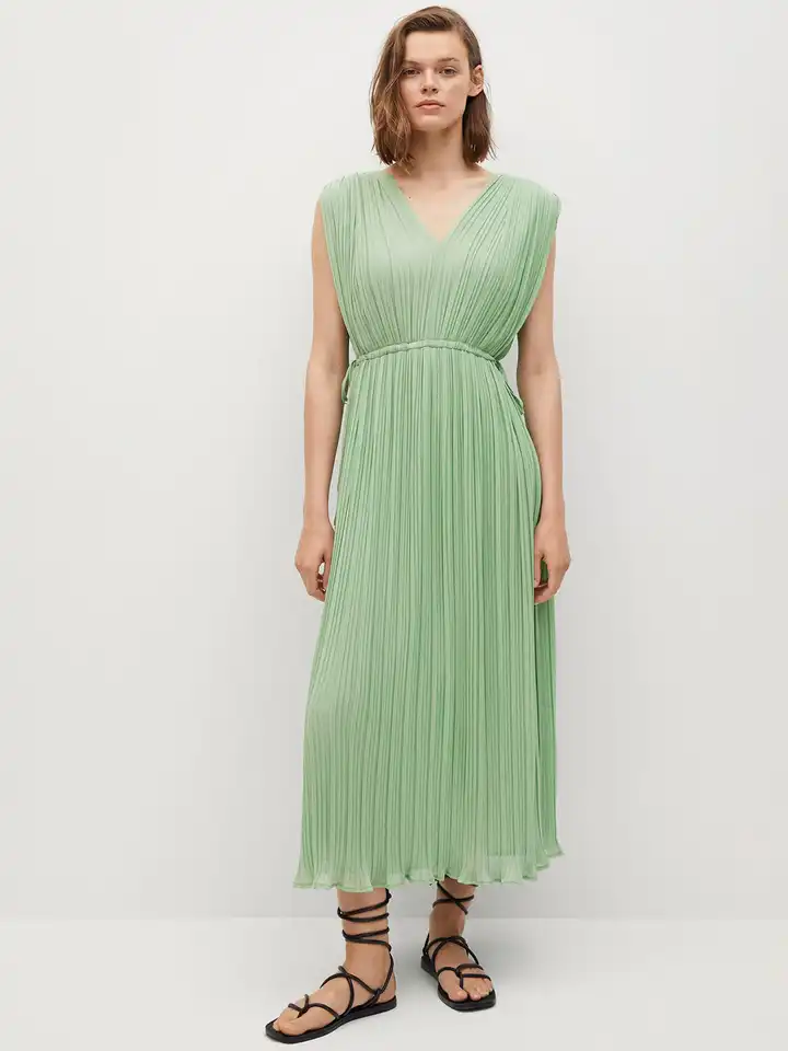 Buy MANGO Women Mint Green Accordian Pleats Maxi Dress - Dresses for Women  15103072 | Myntra