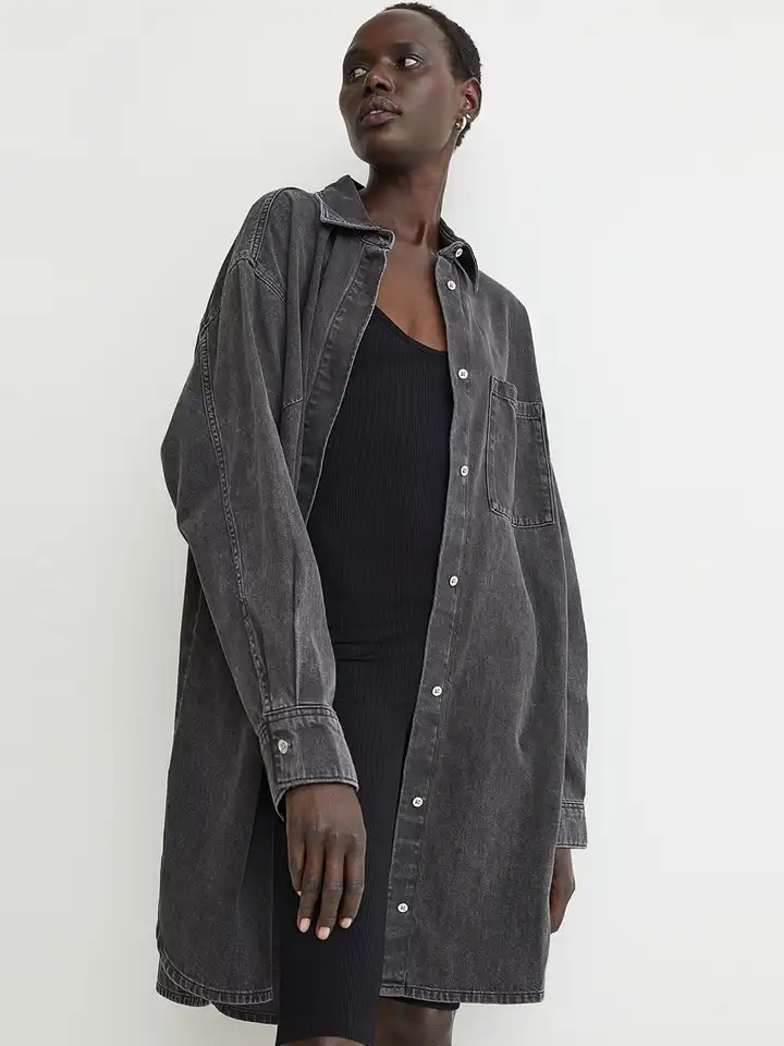 Buy H&M Women Black Oversized Denim Dress - Dresses for Women 15106290 | Myntra Buy H&M Women Black Oversized Denim Dress - Dresses for Women 15106290 | Myntra