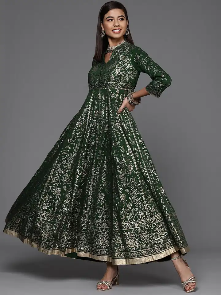 green emerald velvet dress Biba Cotton Maxi Dress