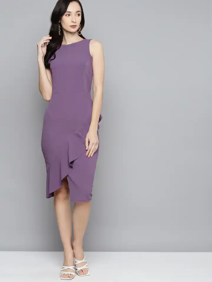 Sassafras Lavender One Side Frill Bodycon XXL / Lavender Sassafras Lavender One Side Frill Bodycon XXL / Lavender