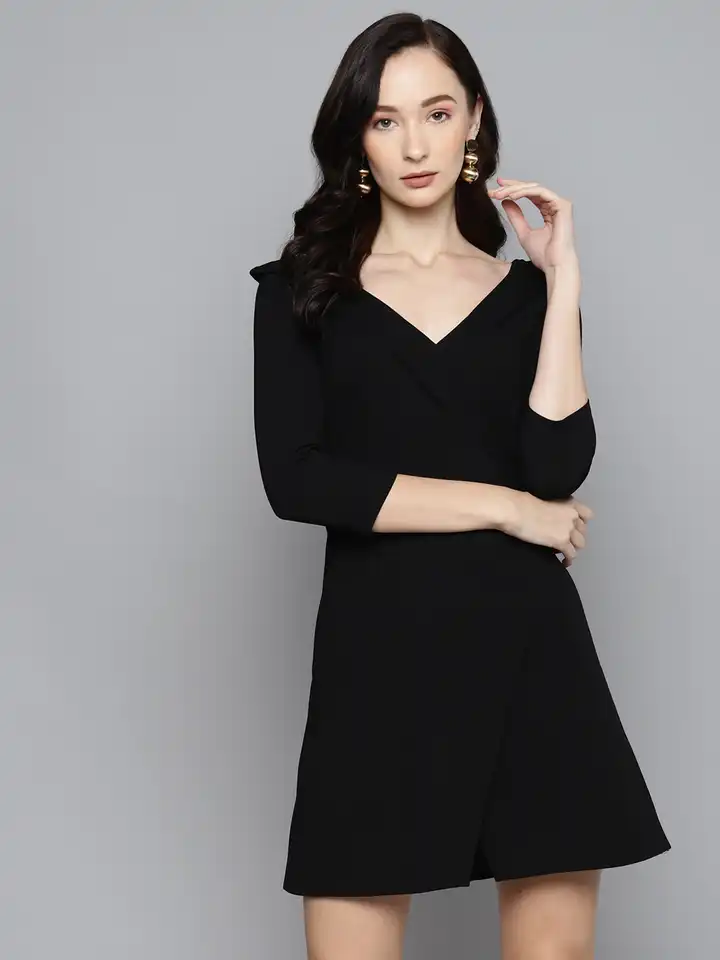 Buy SASSAFRAS Black A-Line Skater Dress - Dresses for Women 15301388 |  Myntra