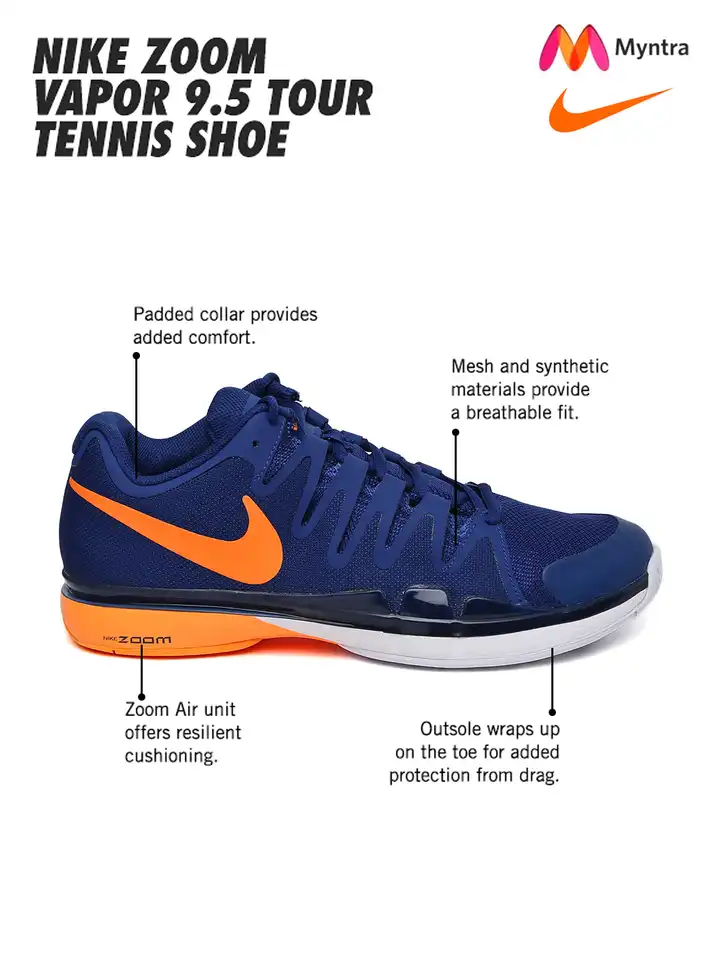 Buy Nike Men Blue Zoom Vapor 9.5 Tour Tennis Shoes - Sports Shoes